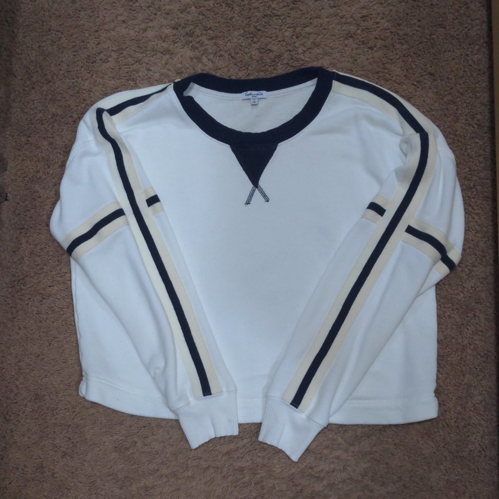 Splendid cream cropped crew sweatshirt
